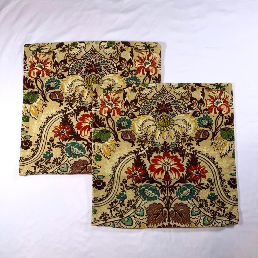 2 Pottery Barn Jules Printed Velvet 20" Square Floral Medallion Pillow Covers - Picture 2 of 6